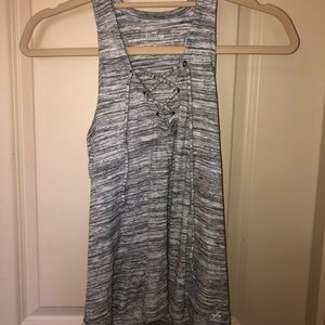hollister lace up grey tank